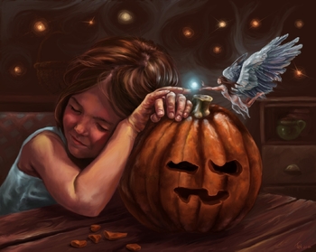 1600x1274_10505_Bless_those_tiny_hands_2d_illustration_child_halloween_angel_dream_fantasy_picture_i