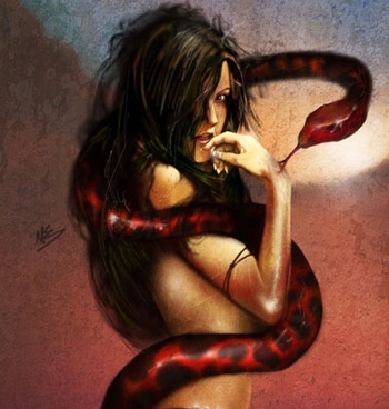 Snake-n-Girl-Digital-Fantasy-Skin-Art