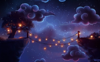 18106_fantasy-clouds-landscapes-stars-lanterns-artwork-nightlights-passage_2560x1600