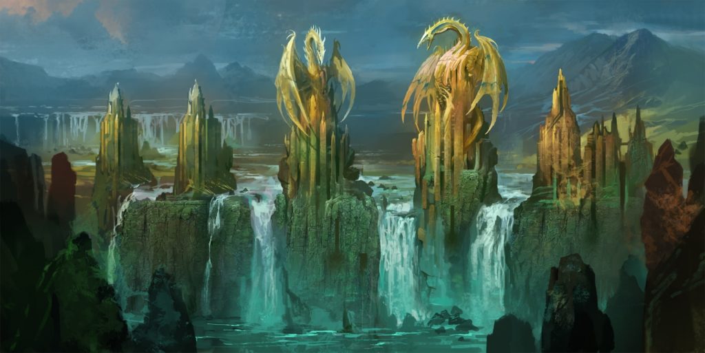 fantasy-art-dragon-landscapes-waterfall-wallpaper-1