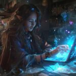 fantasy-illustration-female-elf-using-glowing-laptop-magical-workshop_36682-110886